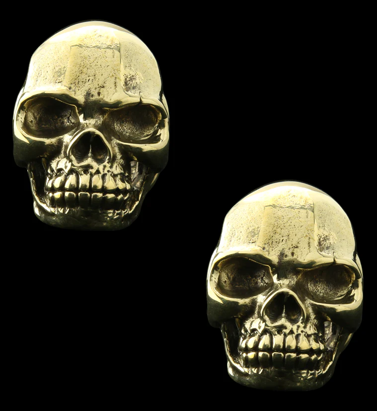 Deep Skull Brass Ear Weights - Mrs Treak