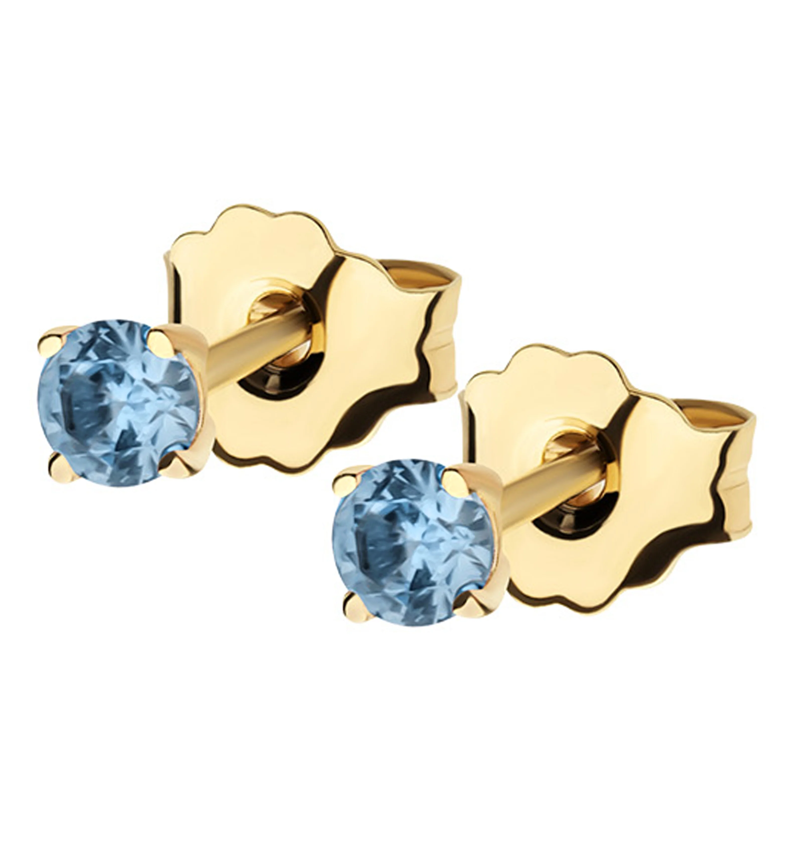14kt Gold December Birthstone Blue CZ Stud Earrings - Mrs Treak