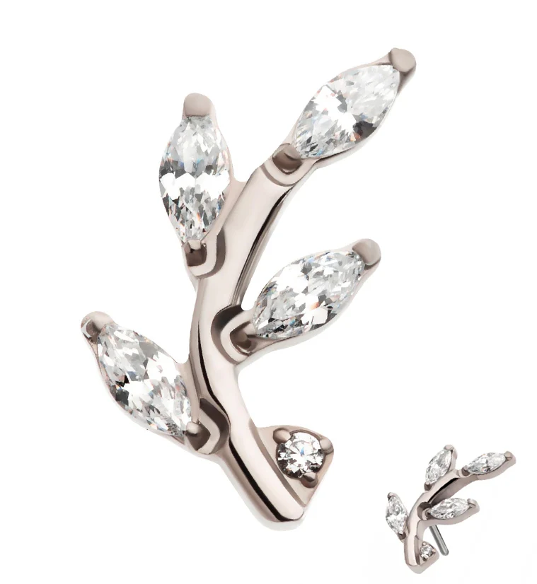 Leaf Clear CZ Threadless Titanium Top - Mrs Treak