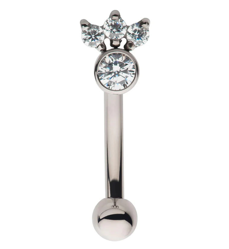 Sepal CZ Internally Threaded Titanium Curved Barbell - Mrs Treak