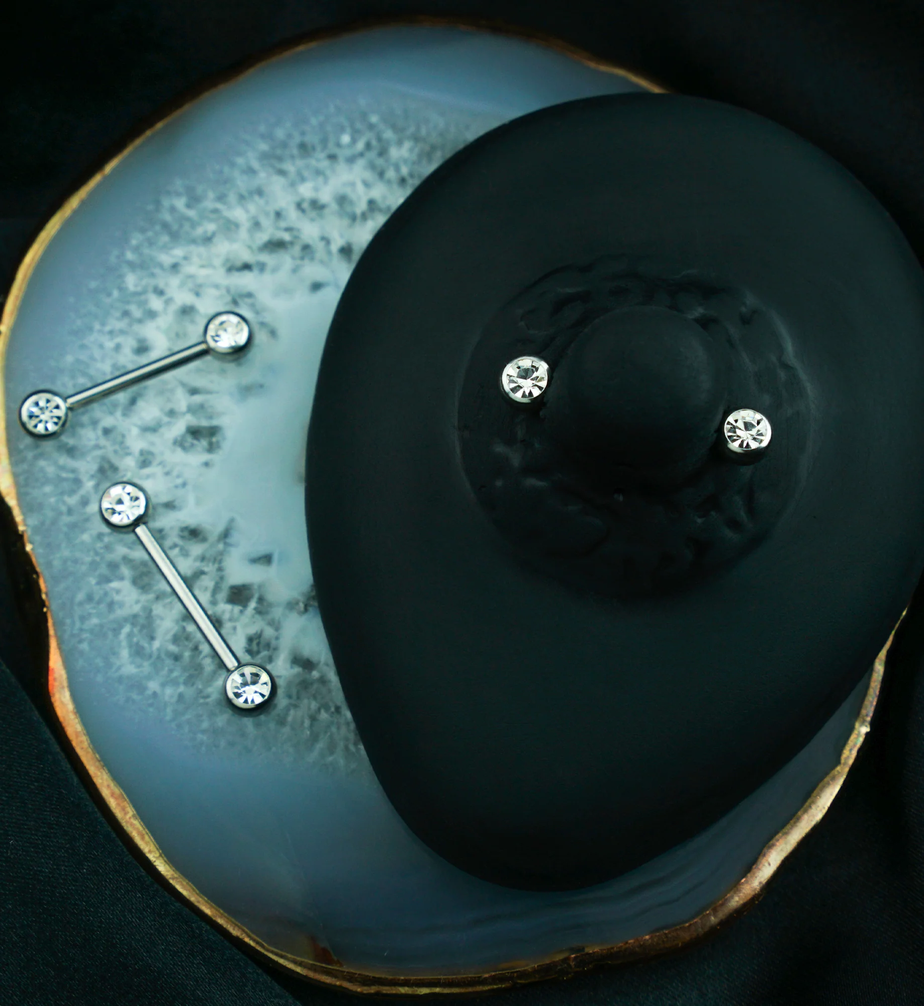 Clear CZ Stainless Steel Threadless Nipple Barbells - Mrs Treak