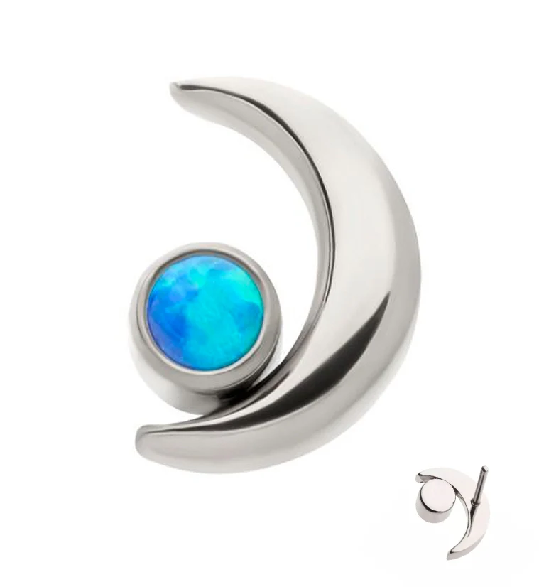 Half Moon Blue Opalite Threadless Titanium Top - Mrs Treak