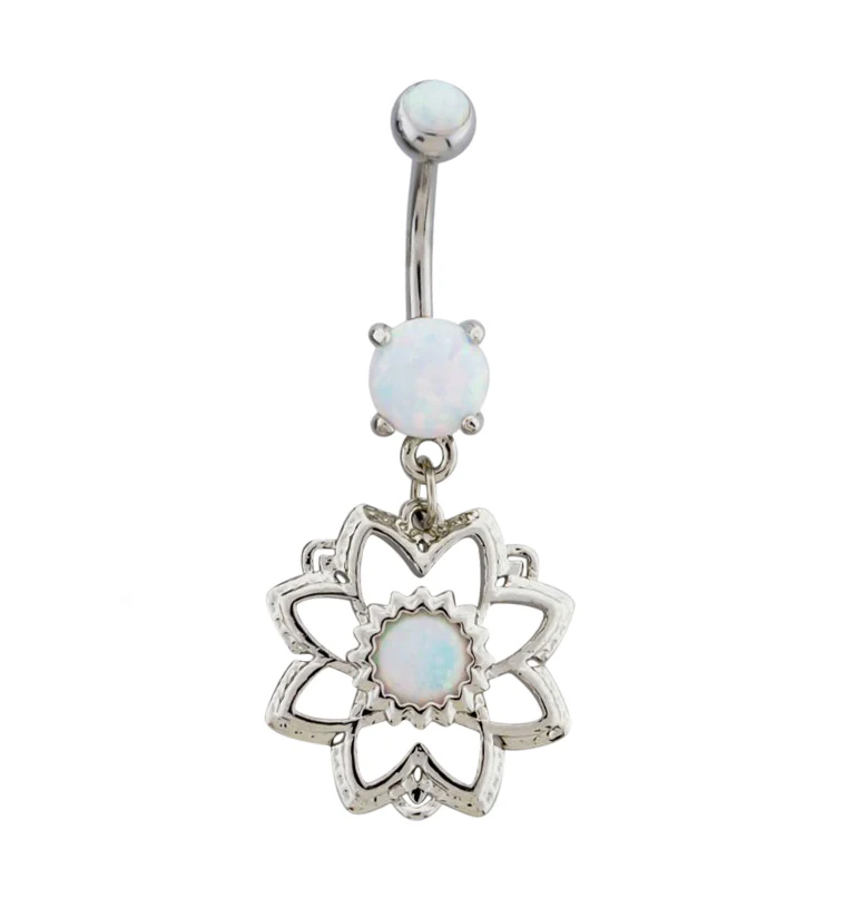 Opal Mandala Dangle Belly Button Ring - Mrs Treak