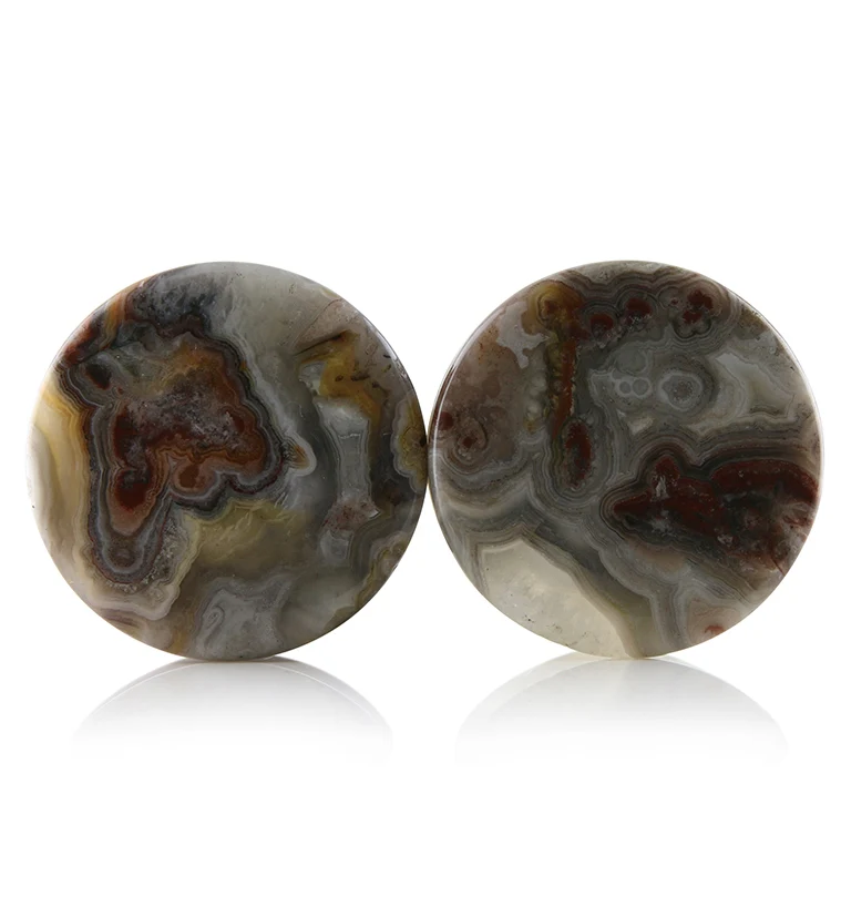 Laguna Lace Agate Stone Plugs 1 Inch (25mm) Version 16 - Mrs Treak