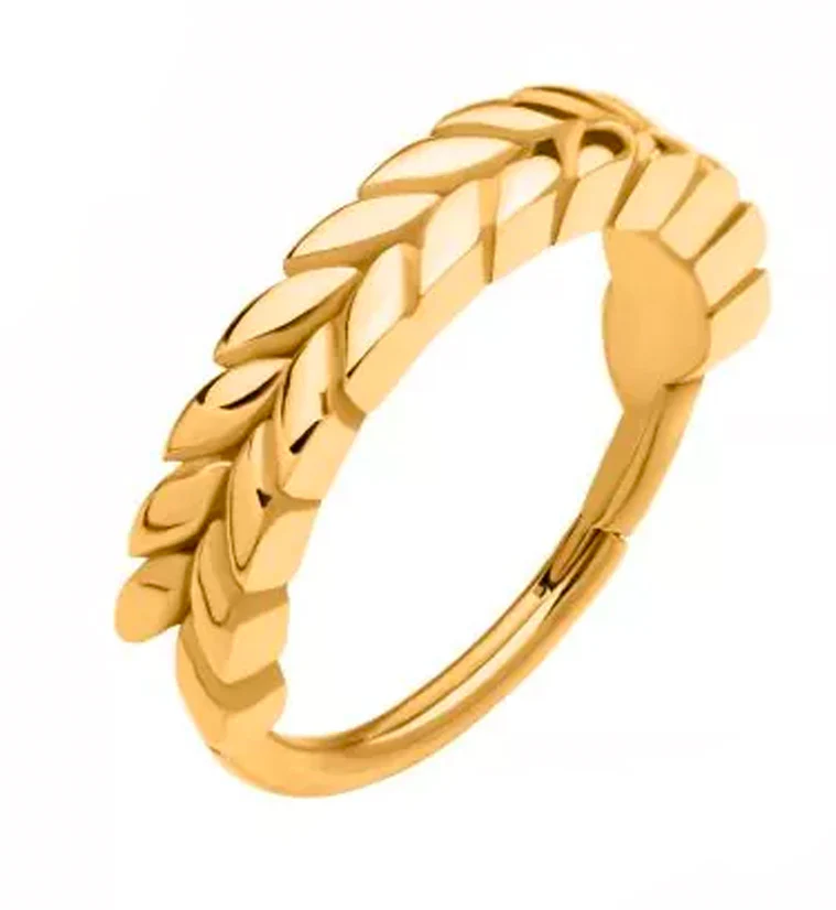 Gold PVD Side Facing Laurel Hinged Segment Ring - Mrs Treak