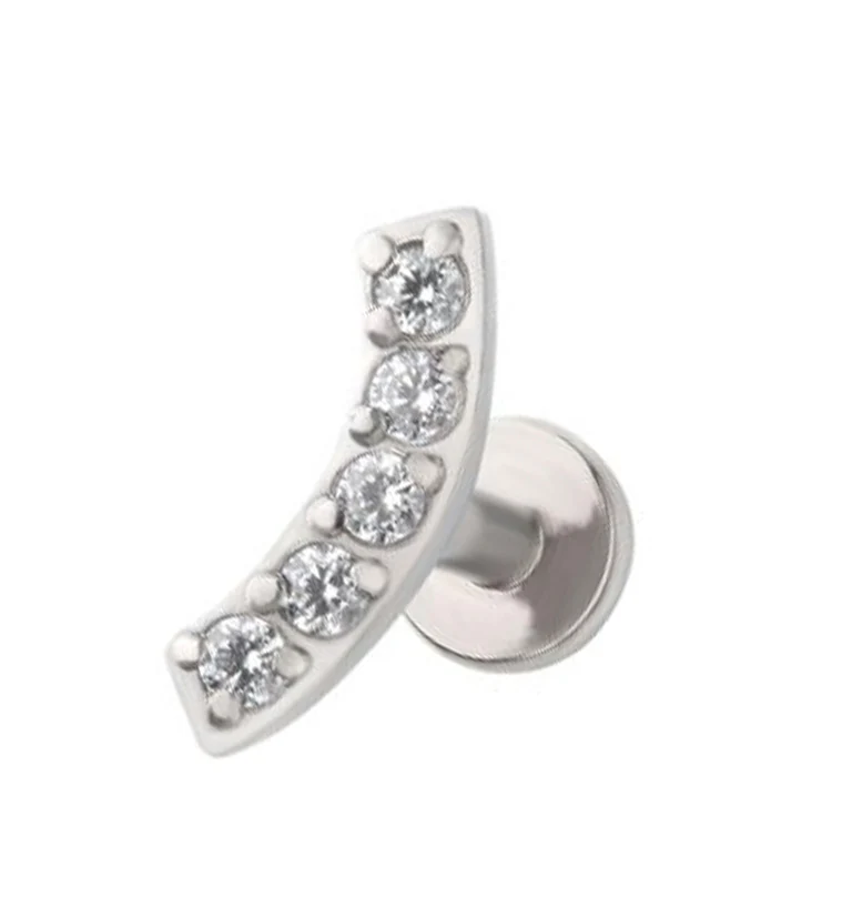 Arc Top Prong Set CZ Labret Post - Mrs Treak