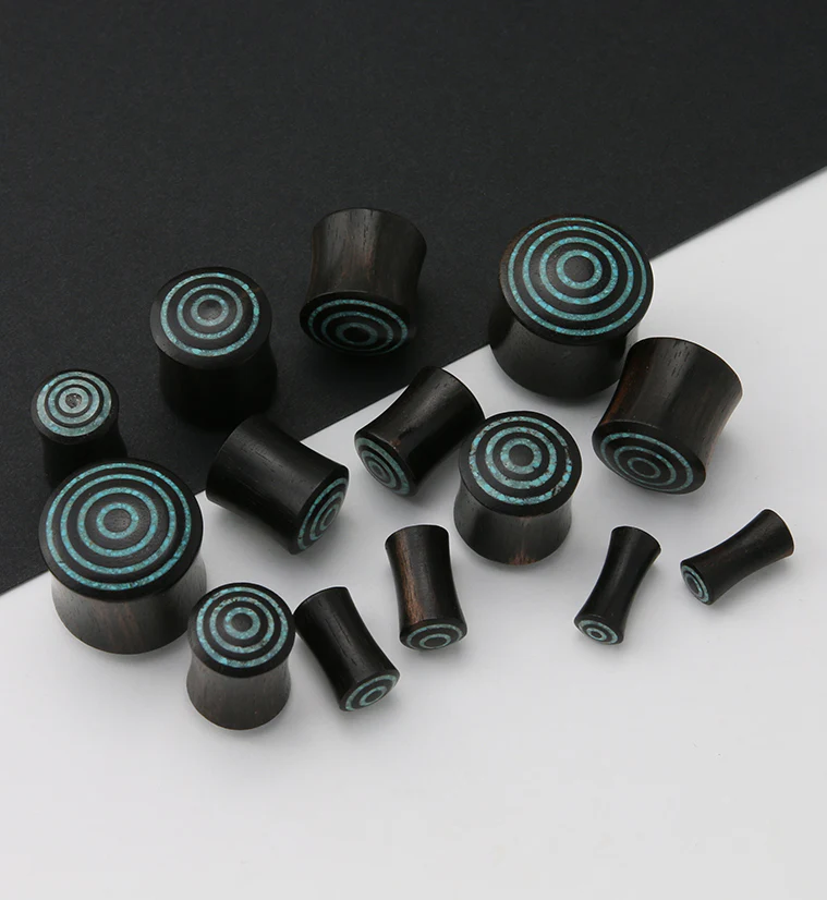 Target Turquoise Howlite Stone Inlay Areng Wooden Plugs - Mrs Treak