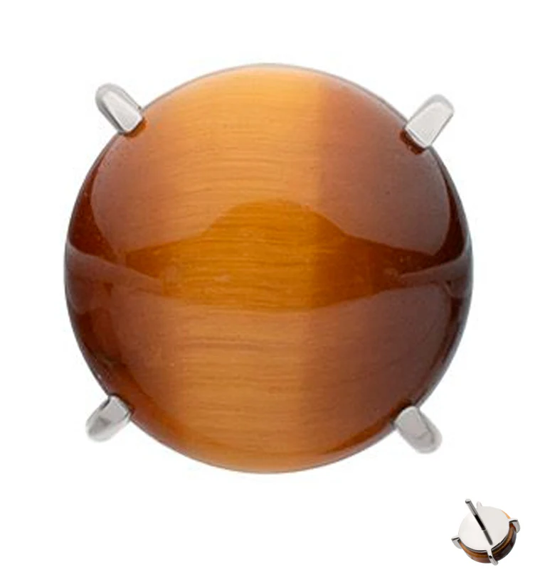 Prong Tiger Eye Stone Titanium Threadless Top - Mrs Treak