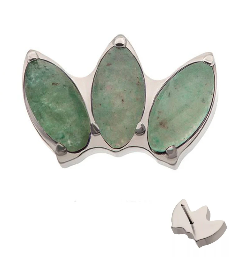 Empress Triple Aquamarine Stone Threadless Titanium Top - Mrs Treak