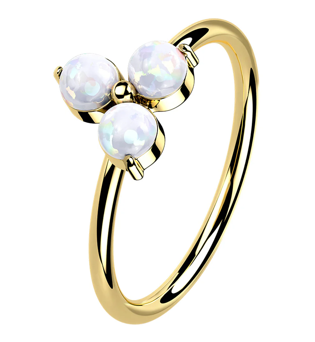 14kt Gold Trinity Opalite Hoop Ring - Mrs Treak