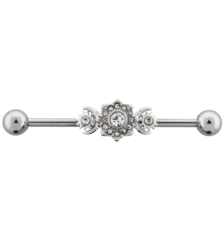 Solar Moon CZ Industrial Barbell - Mrs Treak