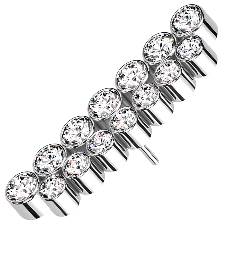 Straight Double Row Bezel CZ Titanium Threadless Top - Mrs Treak
