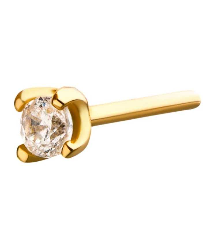 14kt Gold Diamond Prong Threadless Top - Mrs Treak