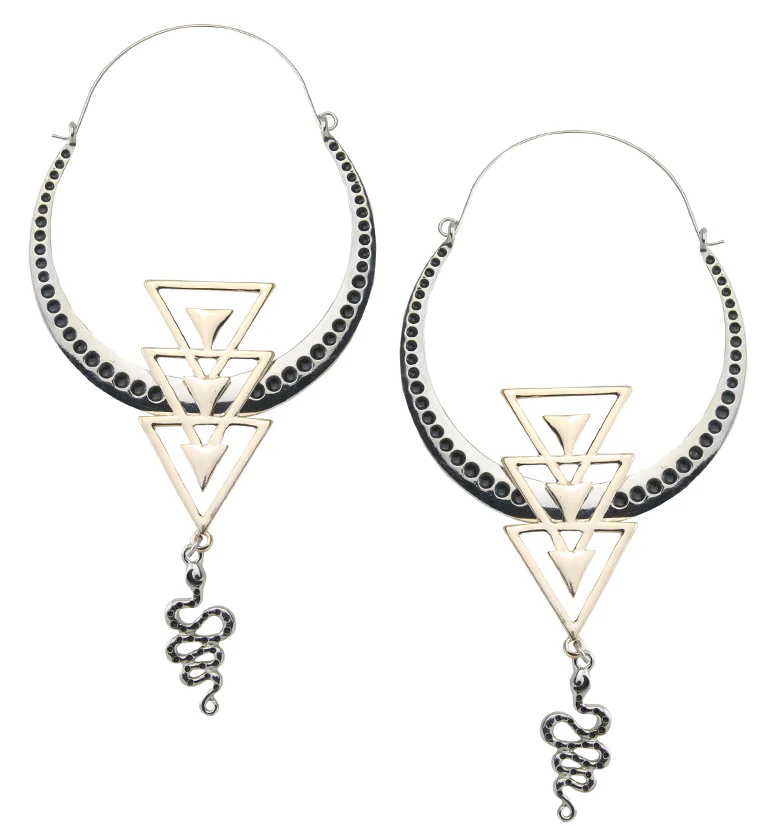Triple Arrow Dangle Snake Plug Hoops - Mrs Treak