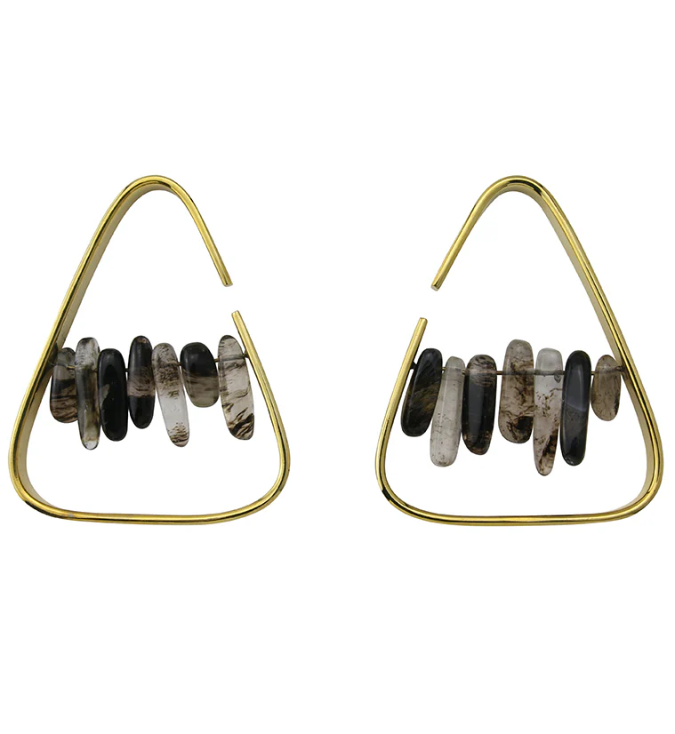 Trinity Smokey Quartz Brass Ear Weights - Mrs Treak