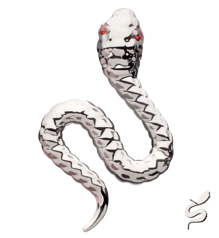 Snake Garnet CZ Eyes Titanium Threadless Top - Mrs Treak