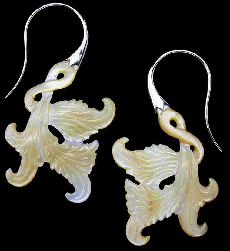 18G Opulent White Brass MOP Hangers / Earrings - Mrs Treak