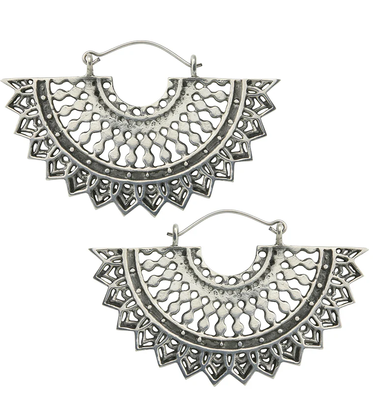 Motif Fan White Brass Hangers / Earrings - Mrs Treak