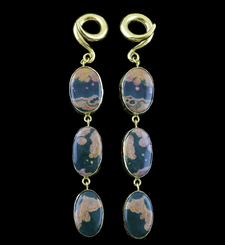 Triple Ocean Jasper Stone Ear Weights - Mrs Treak