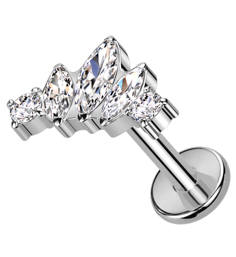 Coronal Clear CZ Internally Threaded Titanium Labret - Mrs Treak