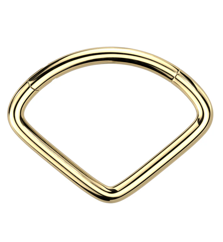 Gold PVD Wide Triangle Titanium Hinged Segment Ring - Mrs Treak