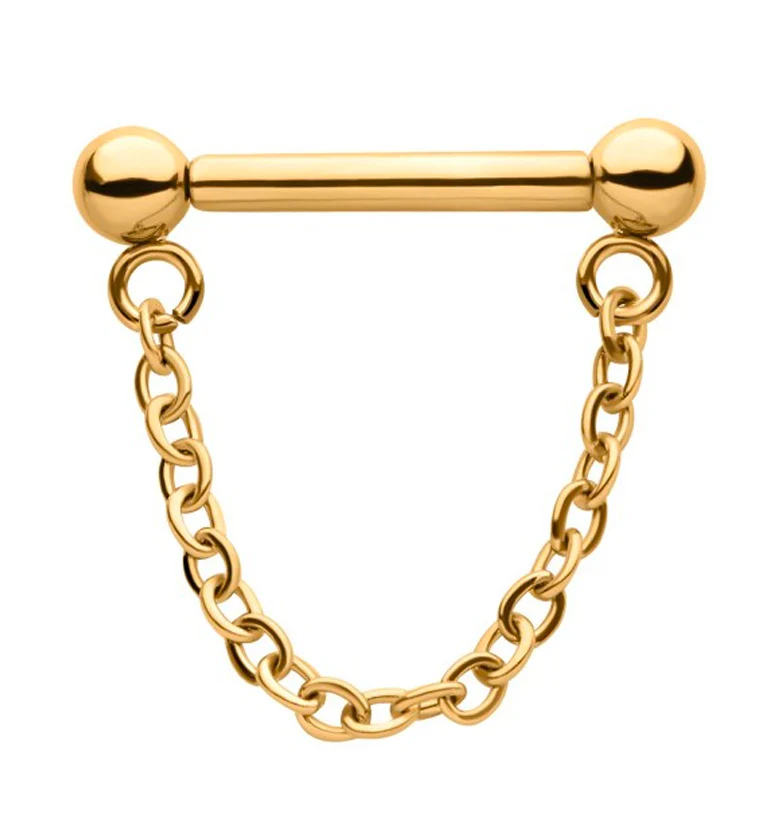24kt Gold PVD Dangle Chain Threadless Barbell - Mrs Treak