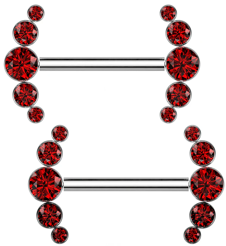 Arch Red CZ Titanium Threadless Nipple Ring Barbell - Mrs Treak
