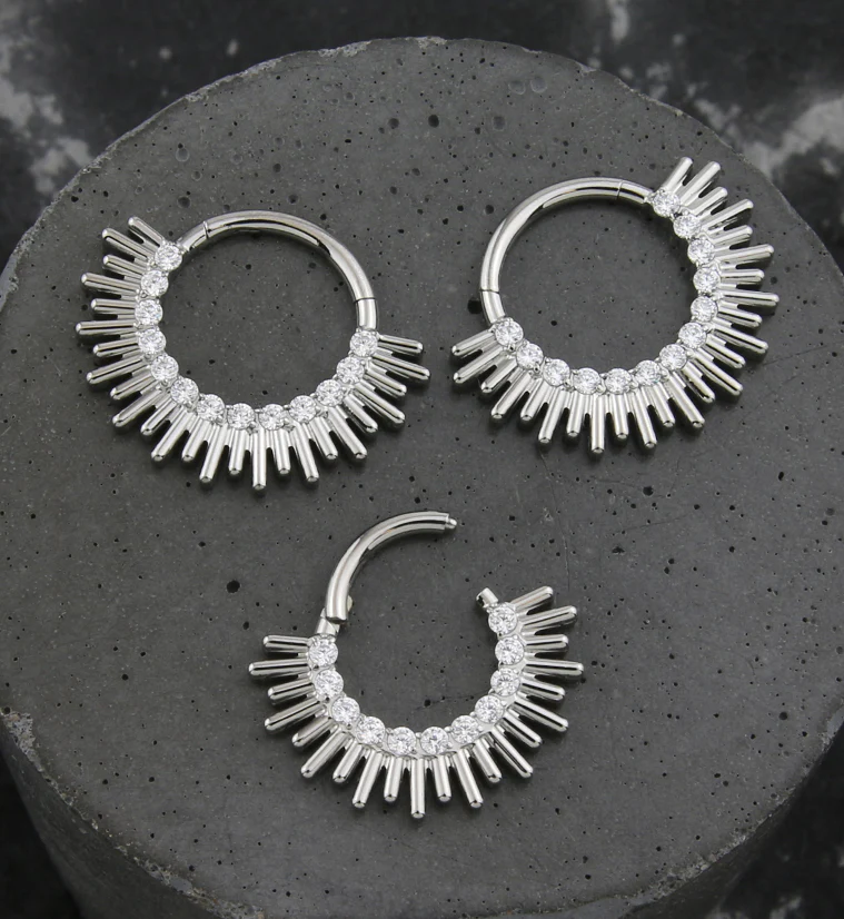 Spark Burst Clear CZ Hinged Segment Ring - Mrs Treak