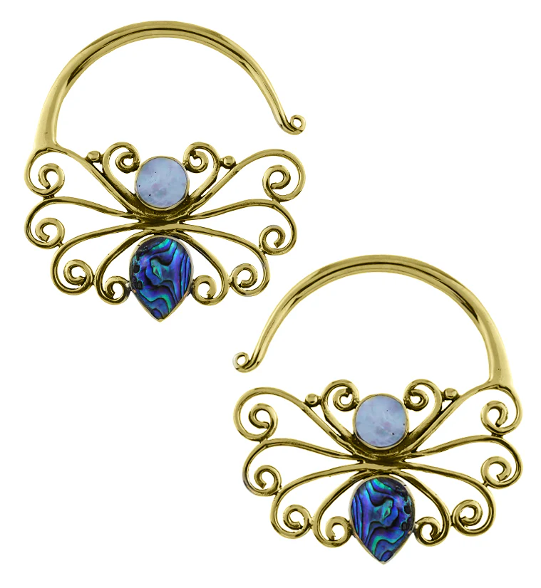 Brass Butterfly Earrings With Abalone Shell Inlay - Mrs Treak