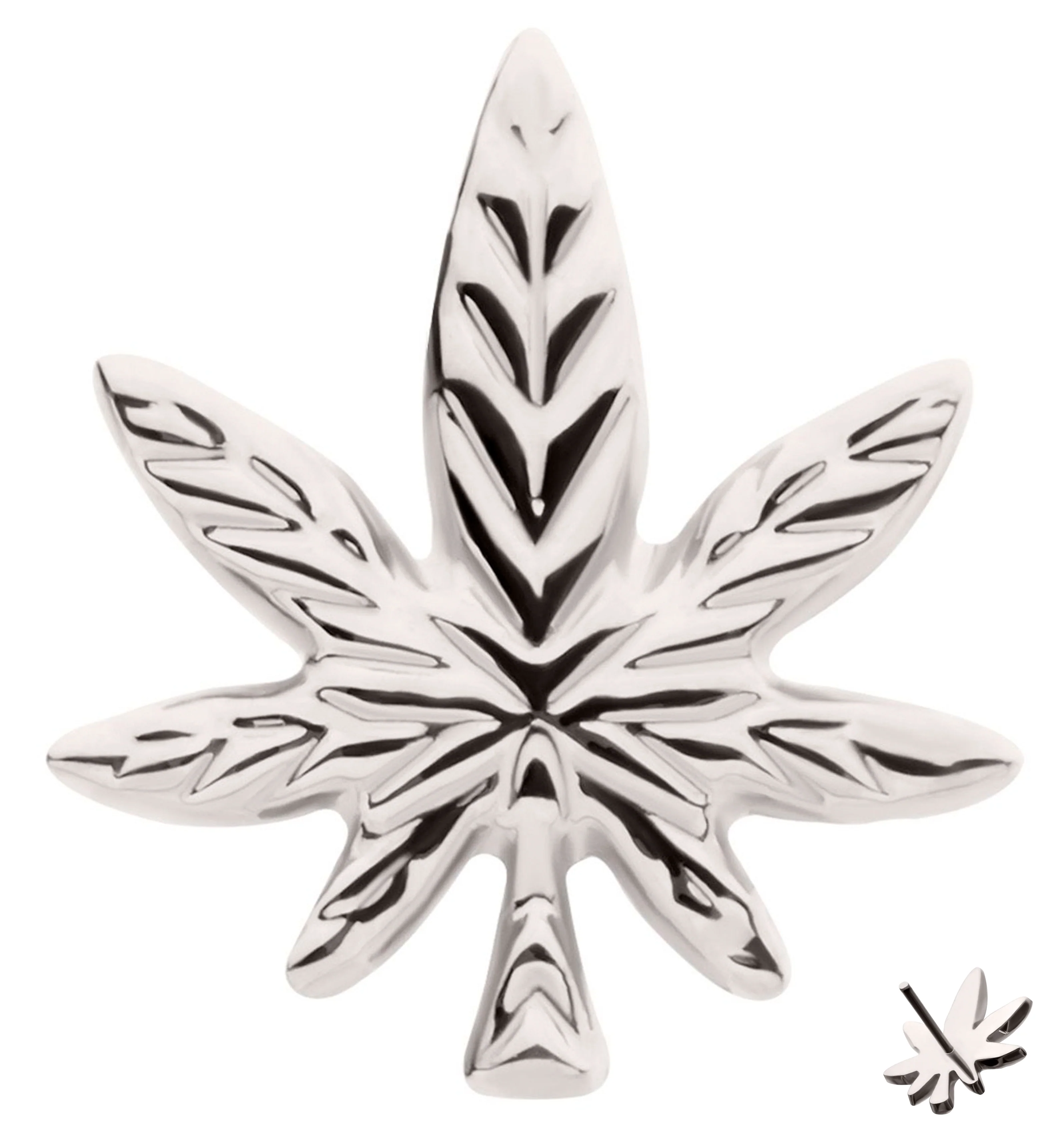 Pot Leaf Titanium Threadless Top - Mrs Treak
