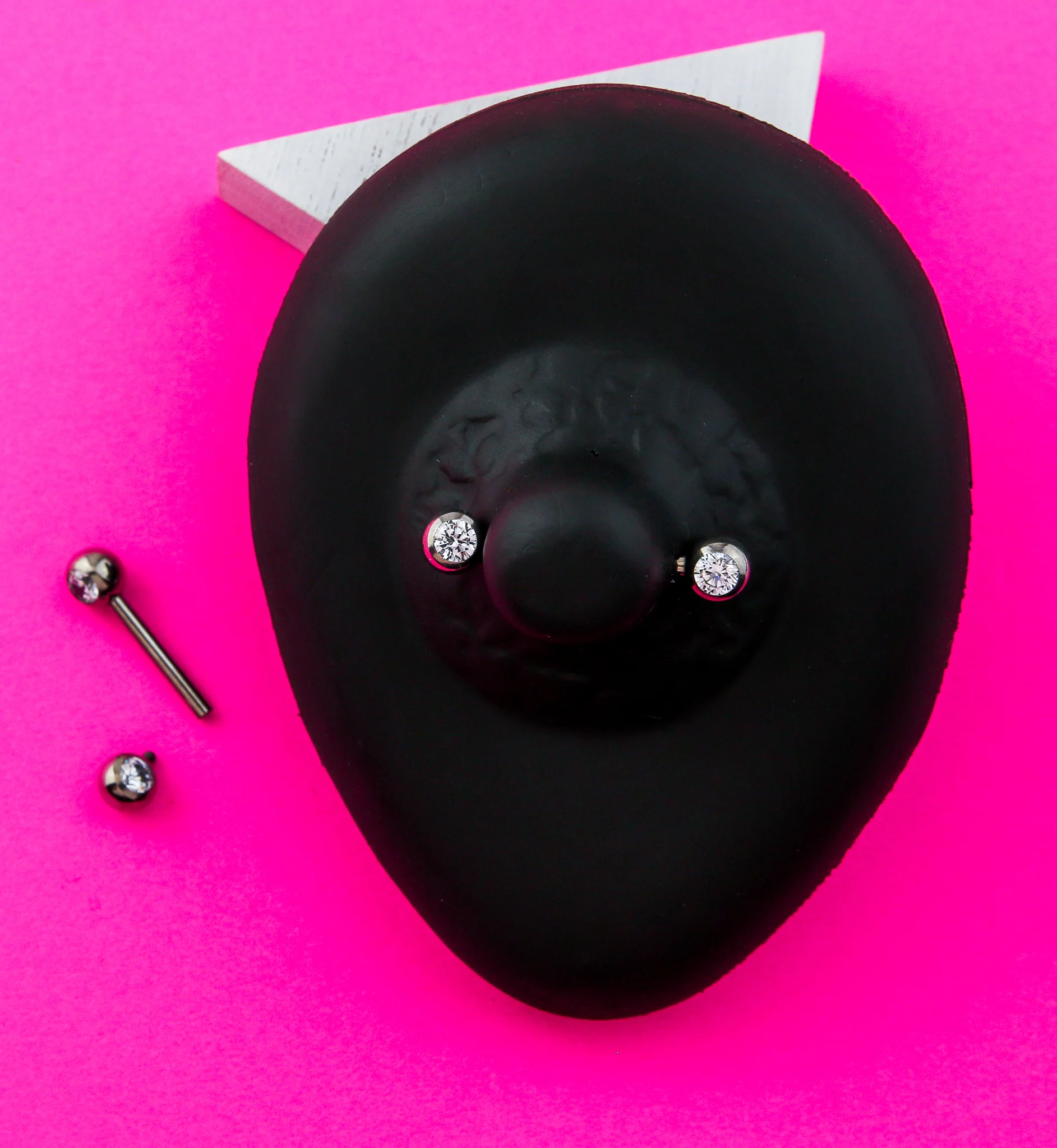 Clear CZ Ball Internally Threaded Titanium Nipple Barbells - Mrs Treak