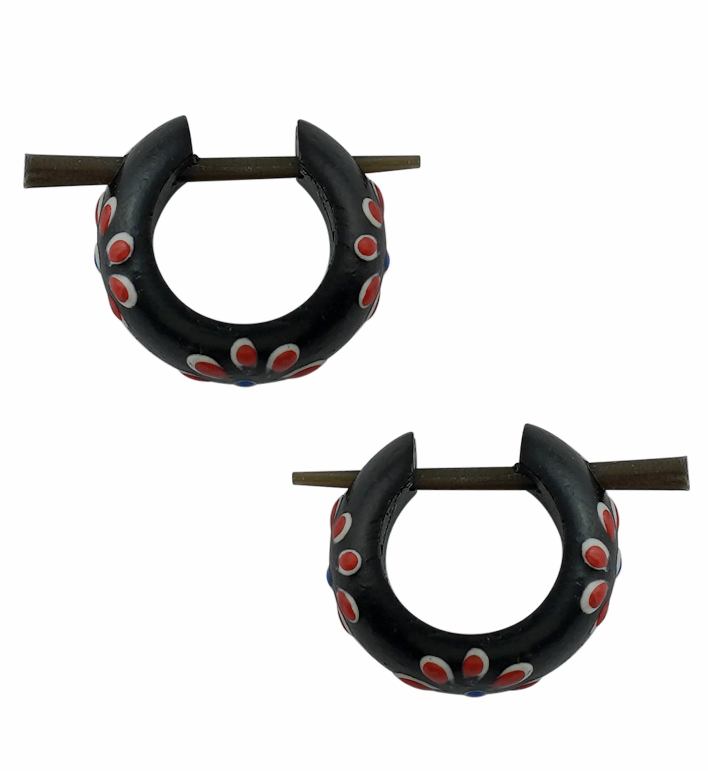 Red Flower Wooden Hoop Earrings - Mrs Treak