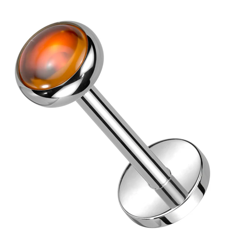 Bezel Red Onyx Stone Threadless Titanium Labret - Mrs Treak