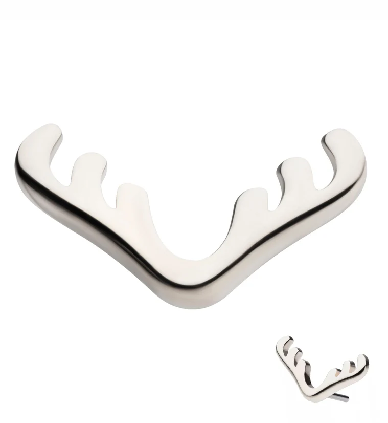14kt White Gold Antlers Threadless Top - Mrs Treak