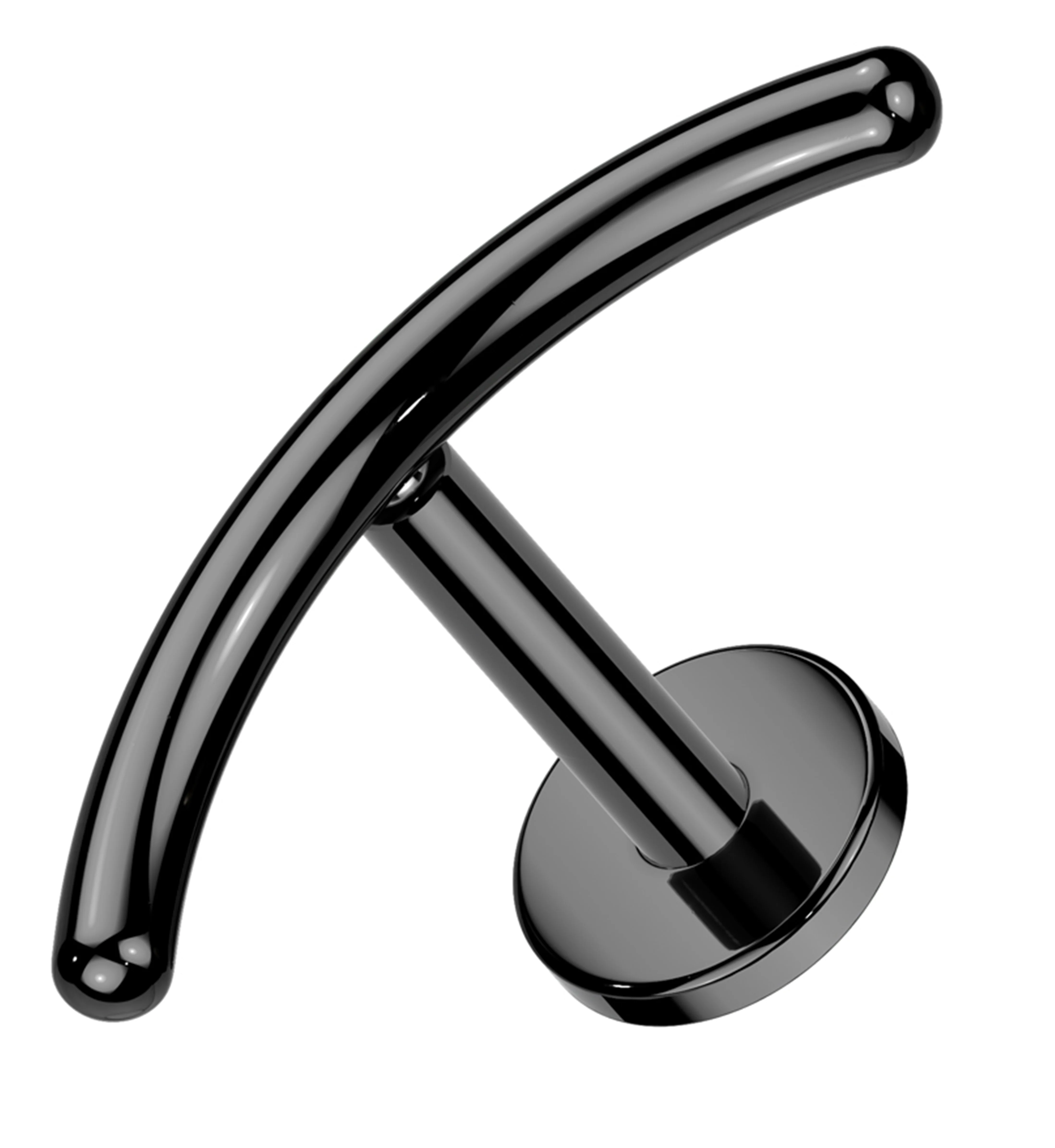 Black PVD Curved Bar Titanium Internally Threaded Labret - Mrs Treak