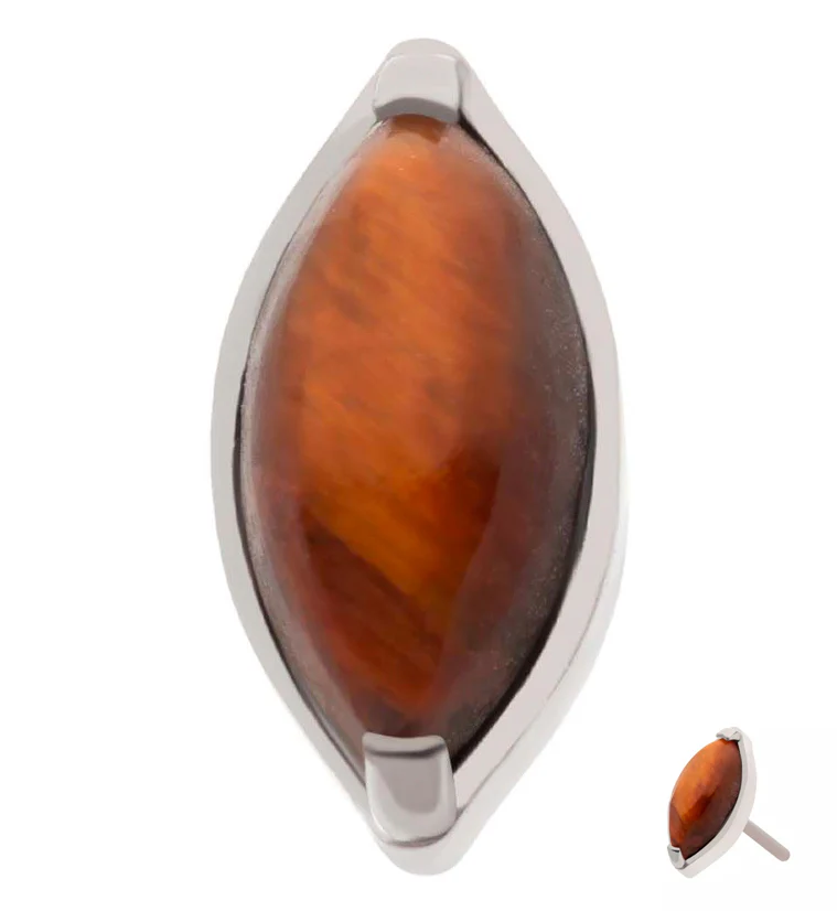 Oval Tiger Eye Stone Titanium Threadless Top - Mrs Treak