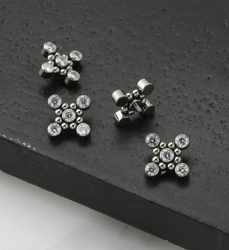 Quincunx CZ Titanium Internally Threaded Top - Mrs Treak