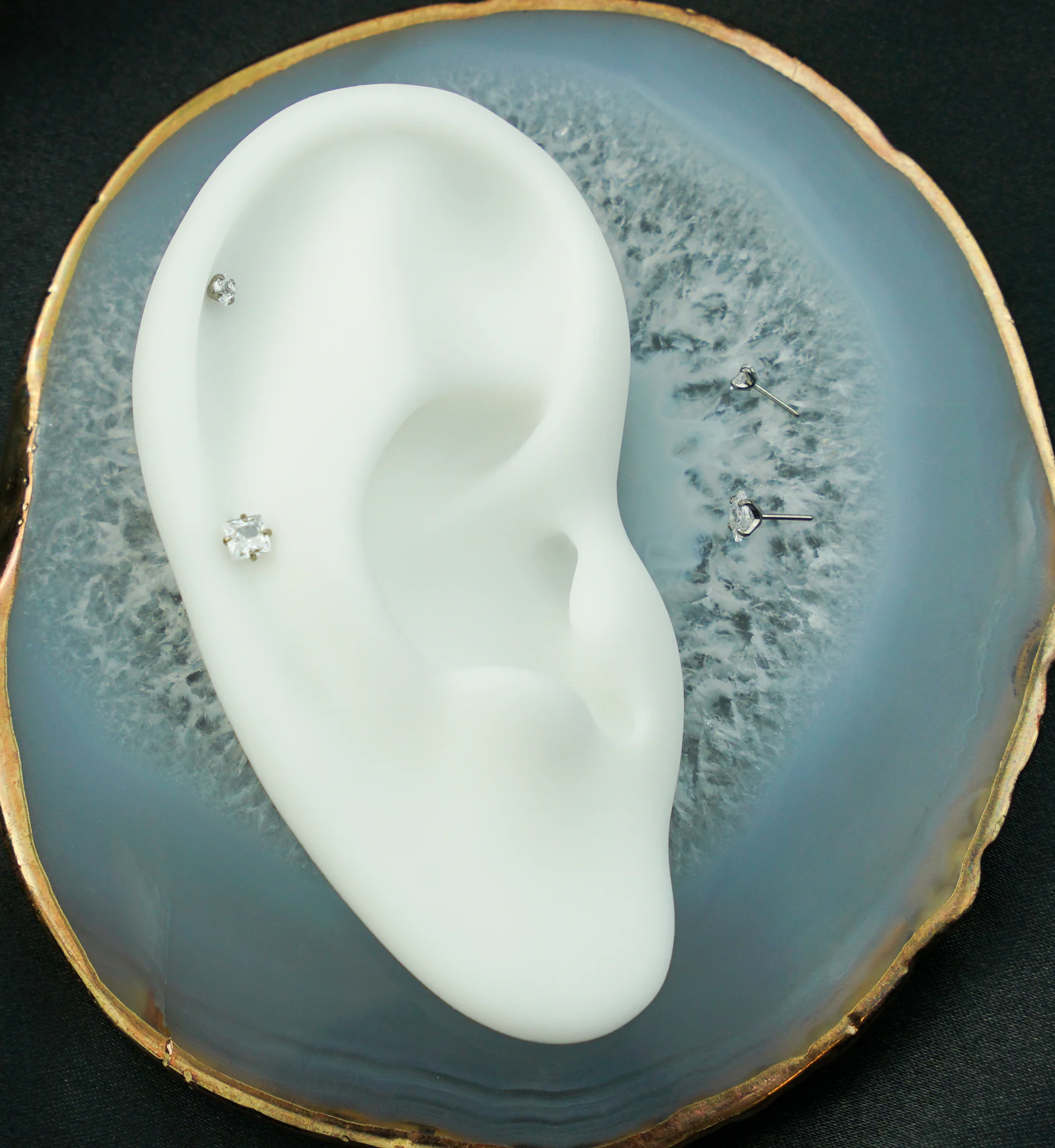 Square Clear CZ Titanium Threadless Top - Mrs Treak