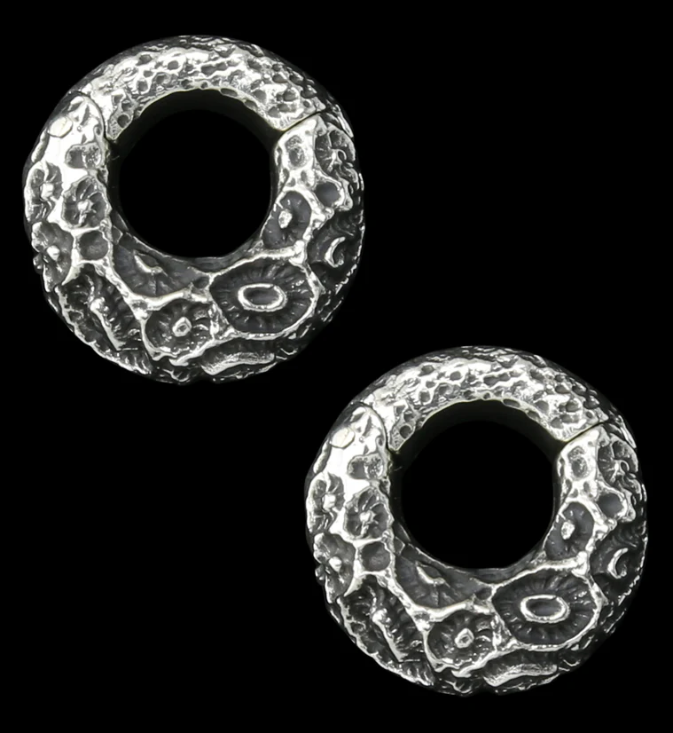 Sea Coral White Brass Hinged Ear Weights - Mrs Treak