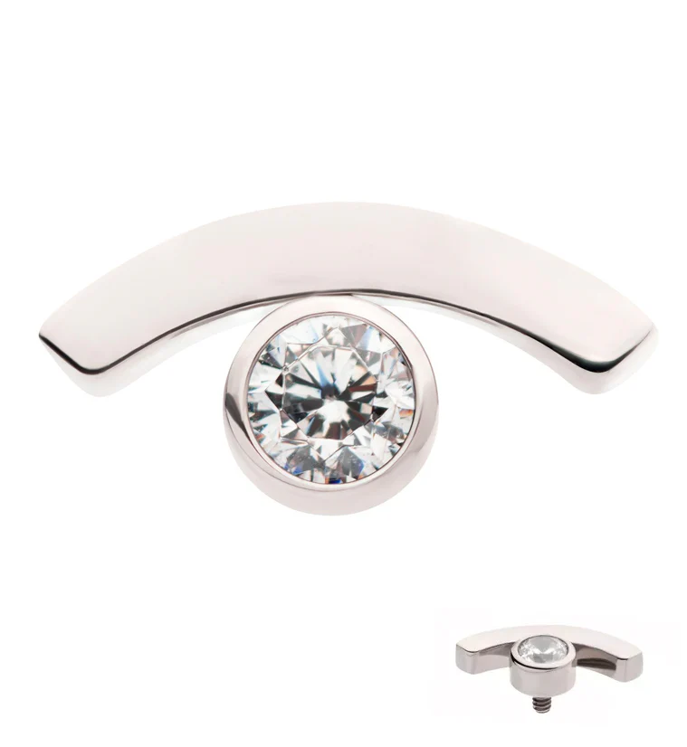 Curve Bezel CZ Internally Threaded Titanium Top - Mrs Treak