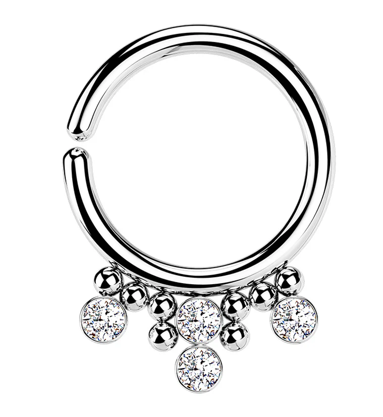 Cluster Beaded CZ Annealed Seamless Hoop Ring - Mrs Treak