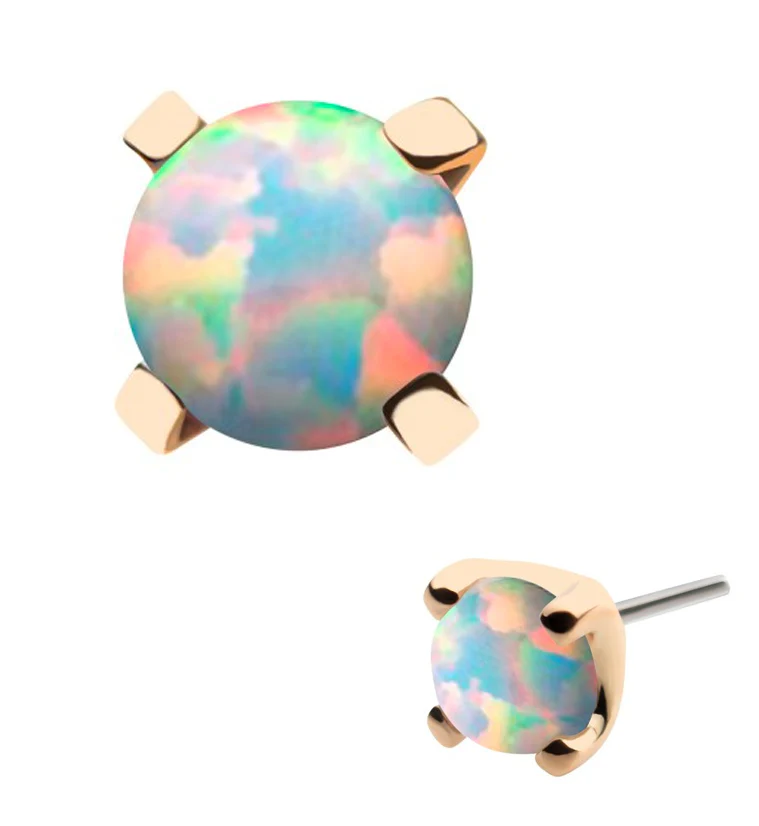 14kt Gold White Opalite Prong Threadless Top - Mrs Treak