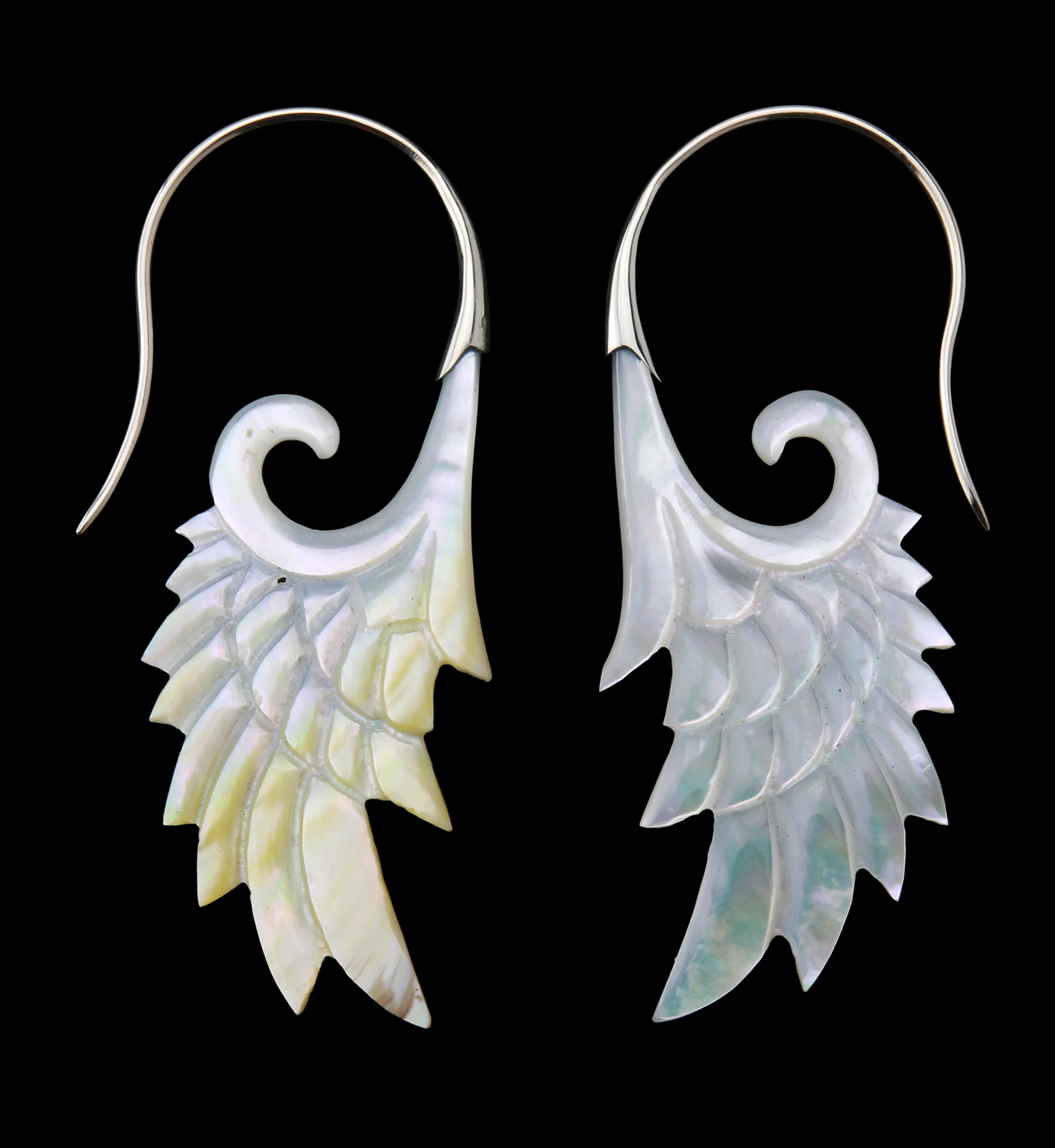 18G Wing White Brass MOP Hangers / Earrings - Mrs Treak