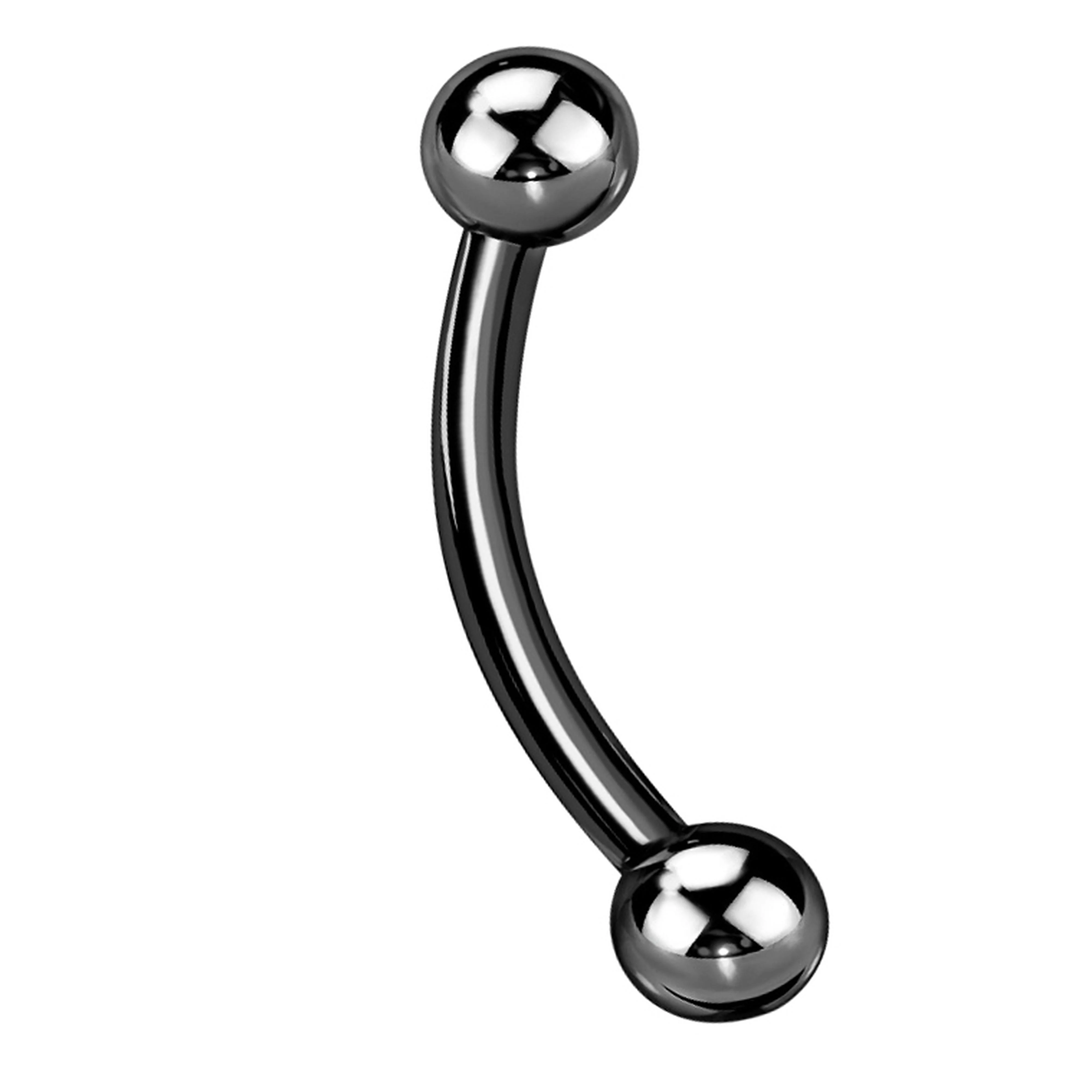 16G Black PVD Titanium Curved Barbell (External Threading) - Mrs Treak