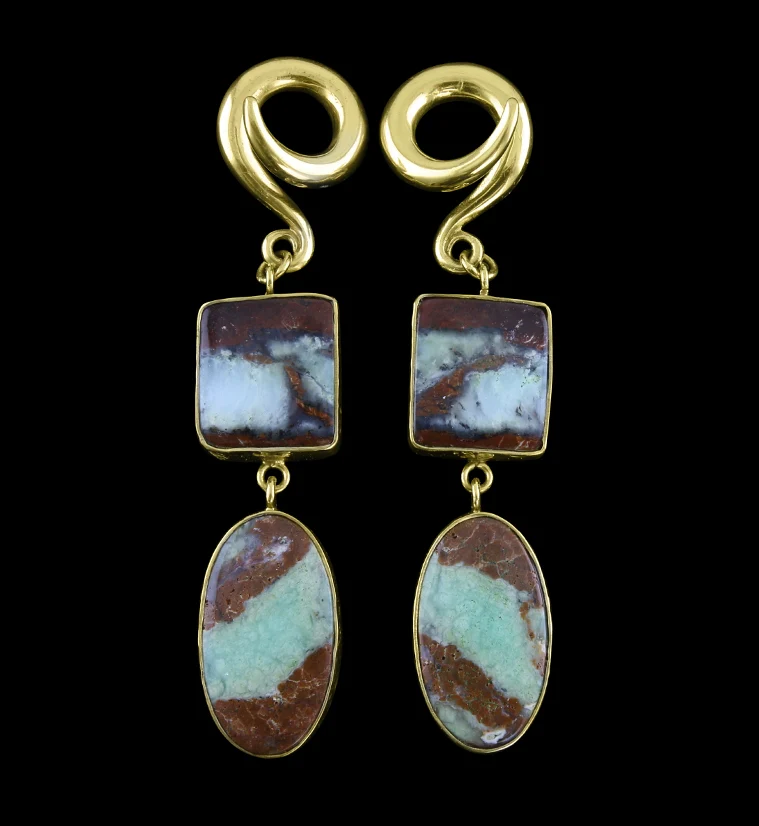 Double Chrysoprase Stone Ear Weights Version 5 - Mrs Treak