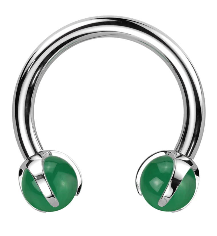 Claw Aventurine Stone Titanium Internally Threaded Circular Barbell - Mrs Treak