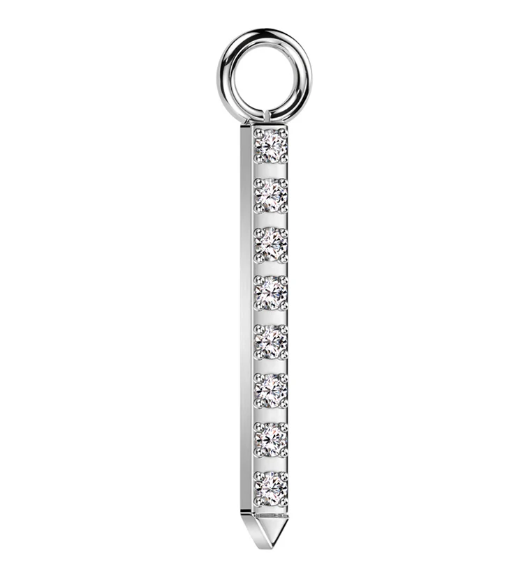 Pave Clear CZ Post Titanium Charm - Mrs Treak