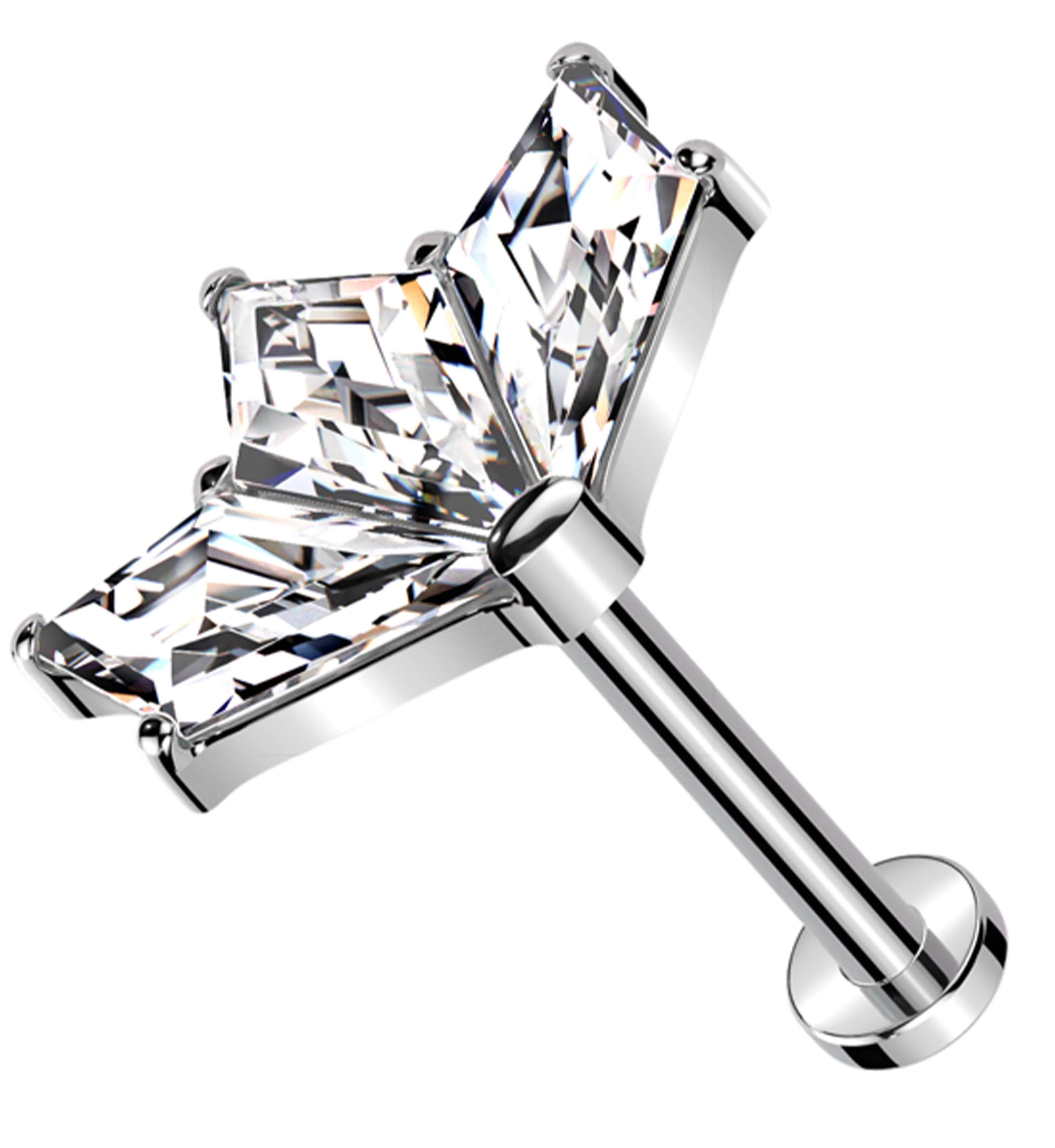 Triple Poly Clear CZ Titanium Threadless Labret - Mrs Treak