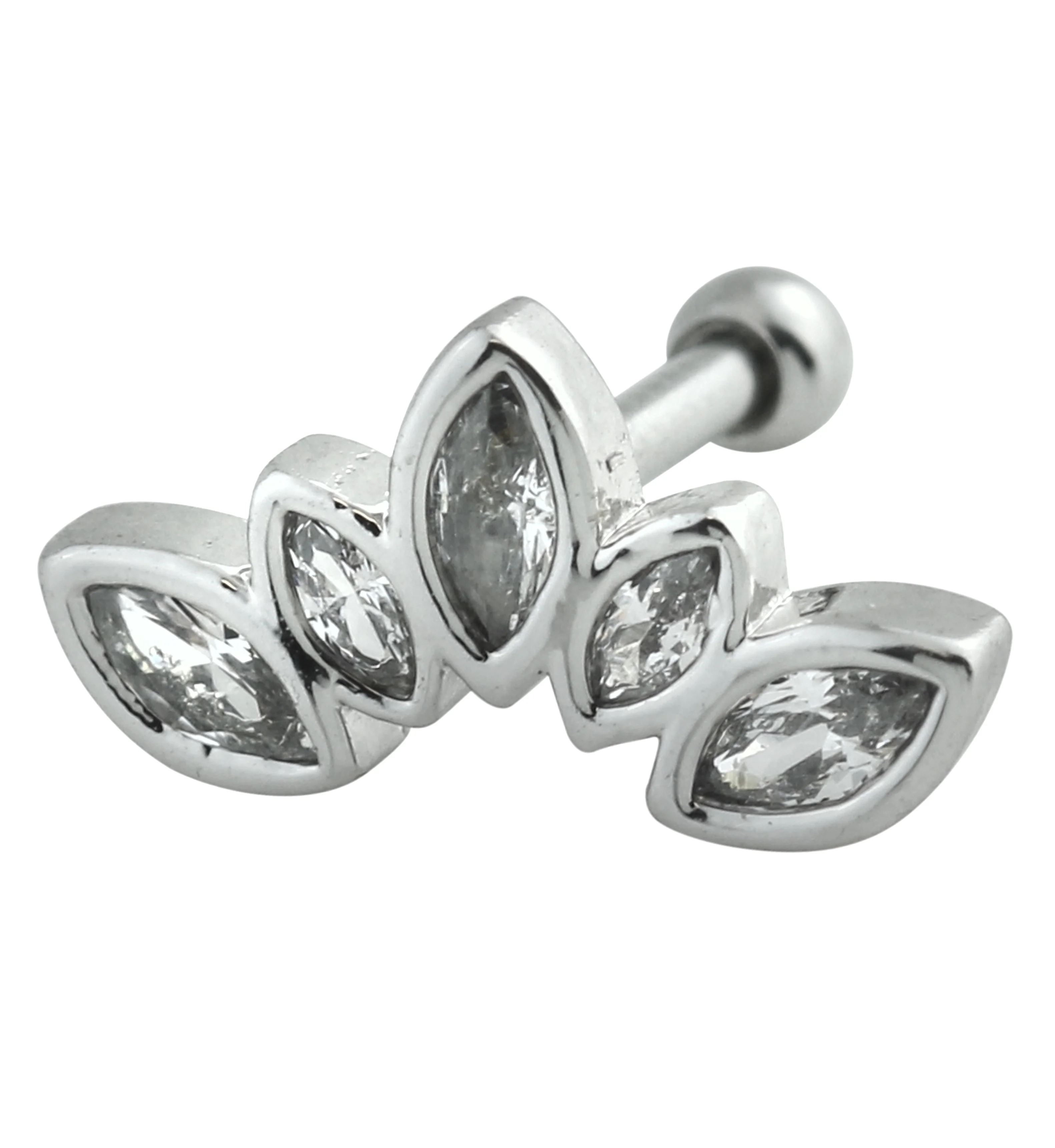 Half Crown Clear CZ Cartilage Barbell - Mrs Treak