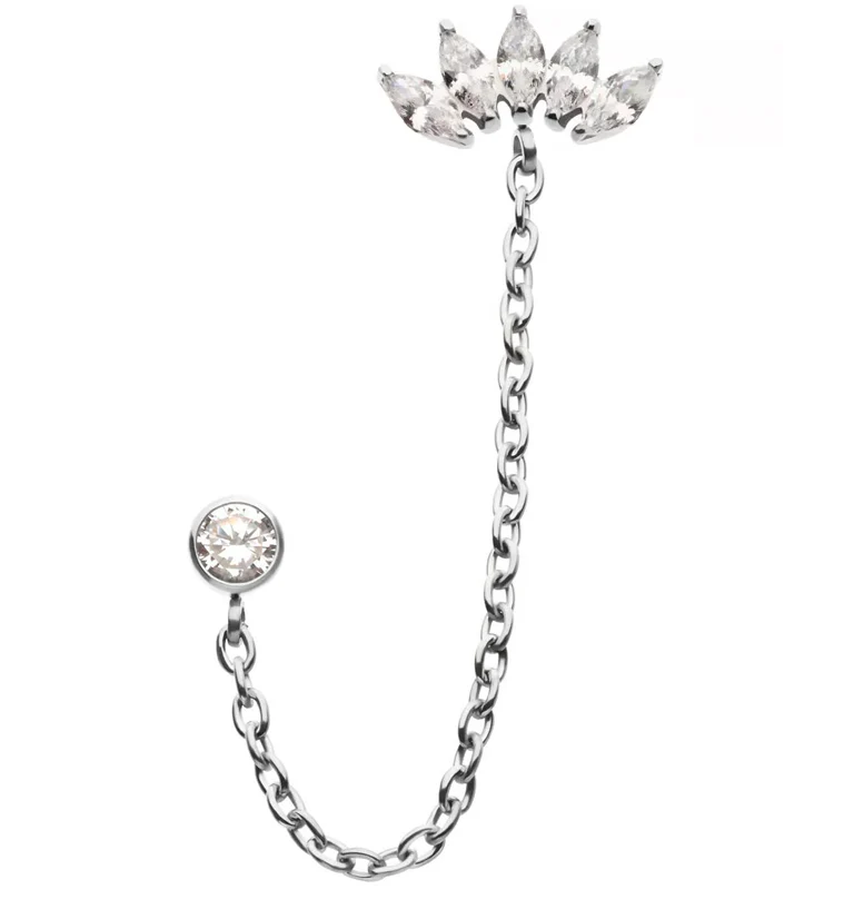 Apex Clear CZ Titanium Threadless Connector Chain Tops - Mrs Treak